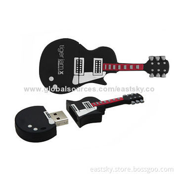 Custom Guitar-shaped USB drive, made of soft PVC material, OEM orders welcomed
